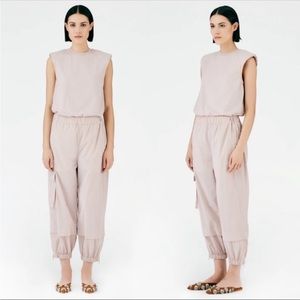 Tibi powder nylon pull-on wilt jogger pink sz XXS